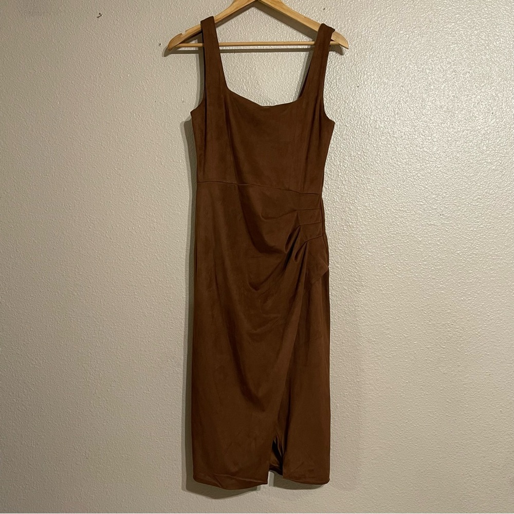 Steve Madden Milo‎ Micro Suede Brown Midi Dress - Picture 2 of 16
